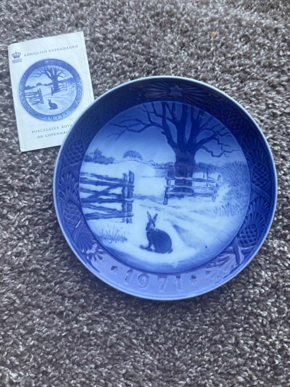 Vintage Royal Copenhagen 1971 Collector Plate “Hare in Winter”
